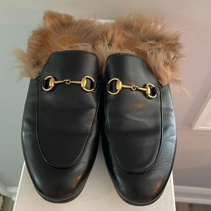 Gucci Fur-Lined Leather Slipper